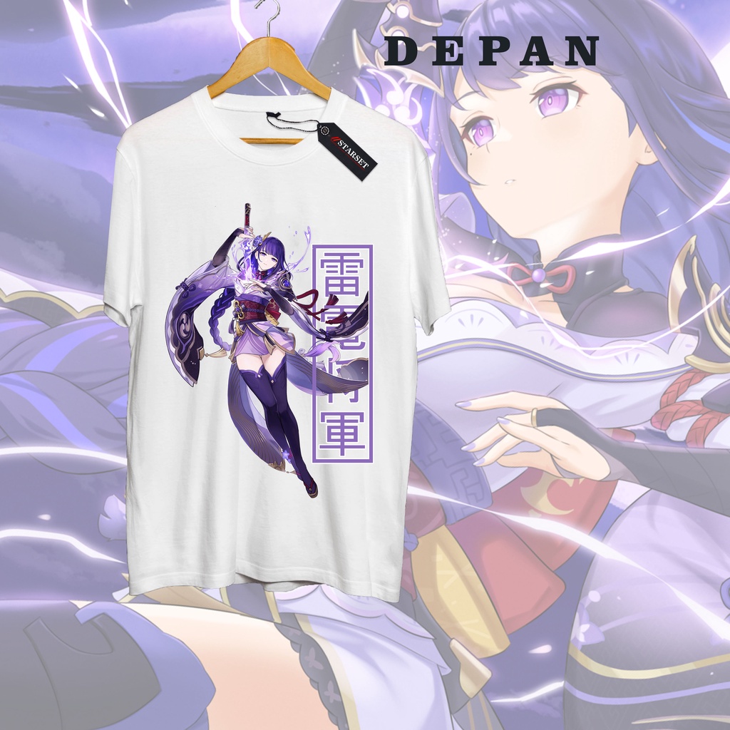 Kaos Tshirt Game Genshin Impact Raiden Shogun - Baju Wibu - Baju Otaku - Baju pria