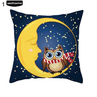  45x45 cm Kartun Bulan Owl  Sarung  Bantal  Sarung  Bantal  