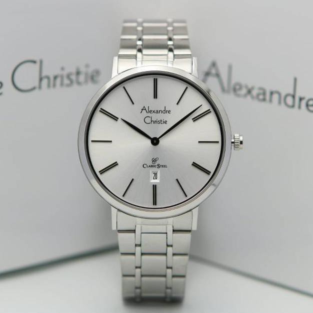 Terb4Ru Jam Tangan Pria Alexandre Christie Ac8597 Silver Original Gara Rr76Oyyq8F