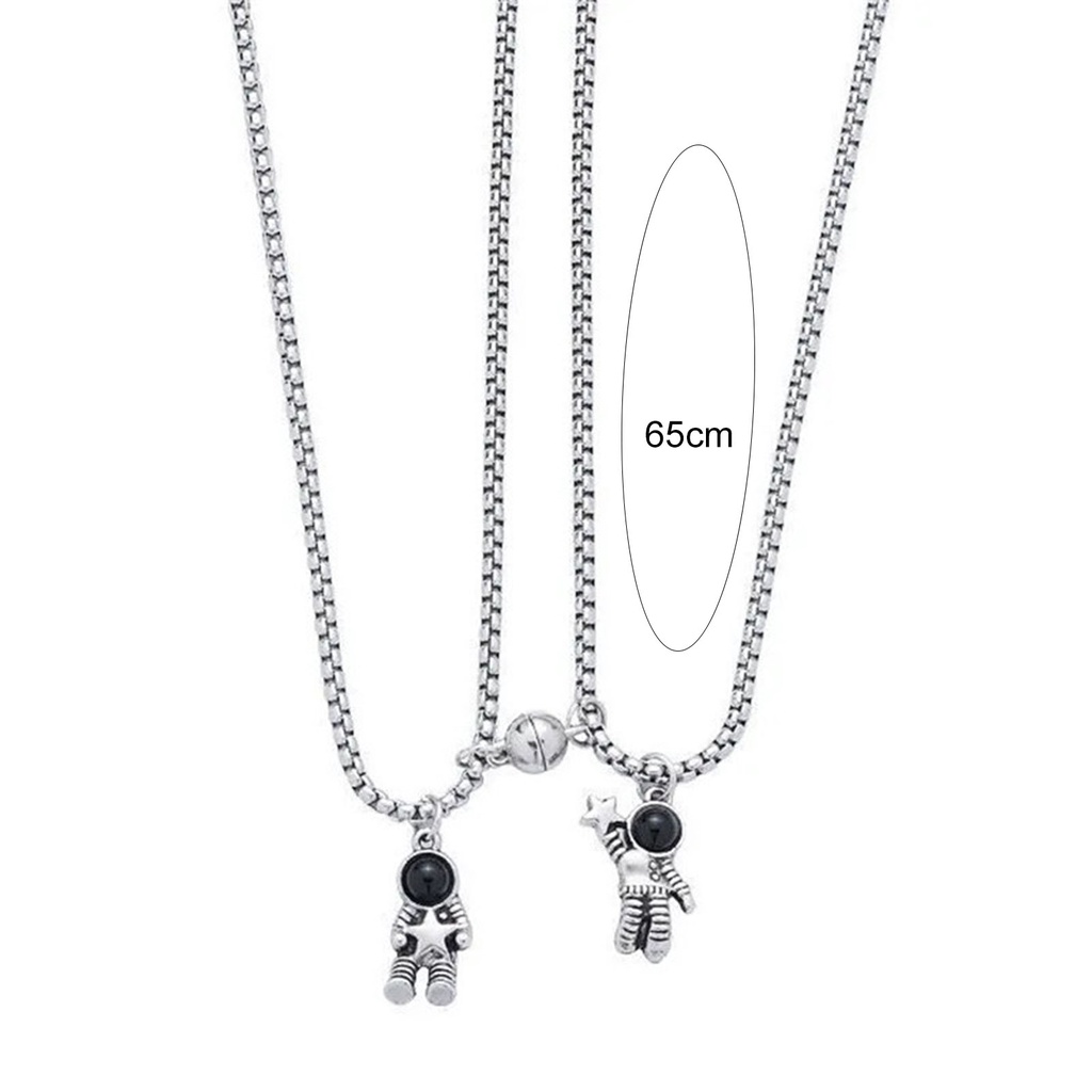 Hu Hu Hu Hu Hu Alat Bantu Pasang Kacamata♡ Kalung Liontin Astronot Kartun Magnetik Gaya Vintage Untuk Pasangan