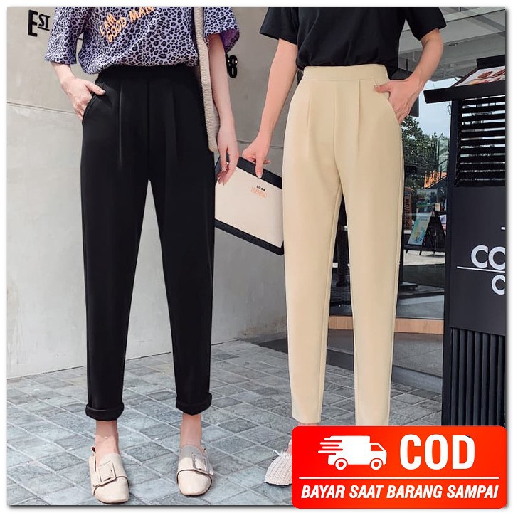 Celana Kain Cewek Celanawanita Import Pants Kulot Polos / Kulot J VV821 NewCelana Kerja Panjang Fas