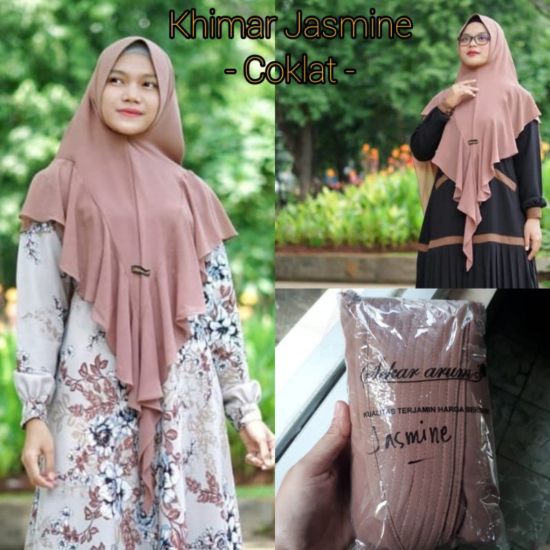 Coklat / Khimar JASMINE Sekararum fashion / reseller gamis sekararum / Khimar Yasmine sekararum fash