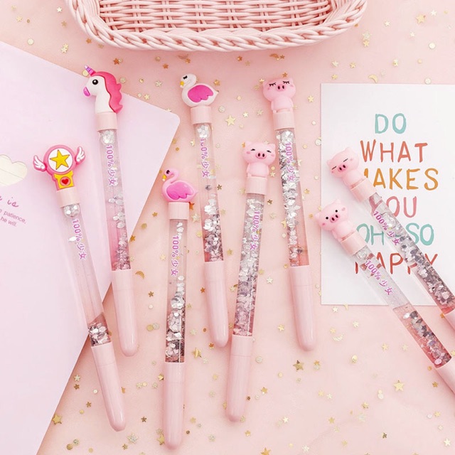 

NY Store 1kg 59 Pena Glitter Pink Flamingo Piggy Pen Pig Babi Pulpen Ballpoint Youleehuang Ballpen