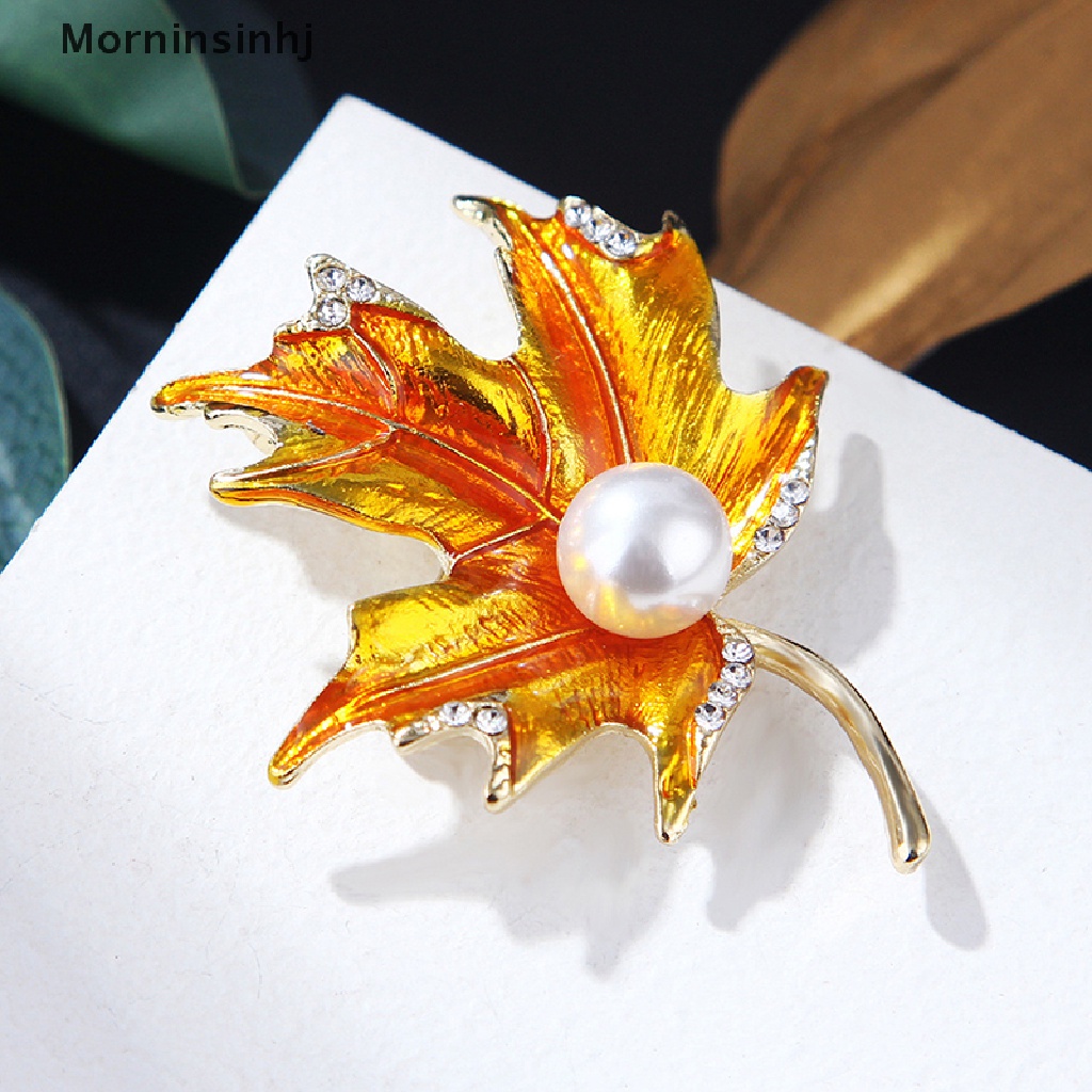 Mornin Maple Leaf Bros Mutiara Klasik Tanaman Bros Pin Wanita Perhiasan Aksesoris id