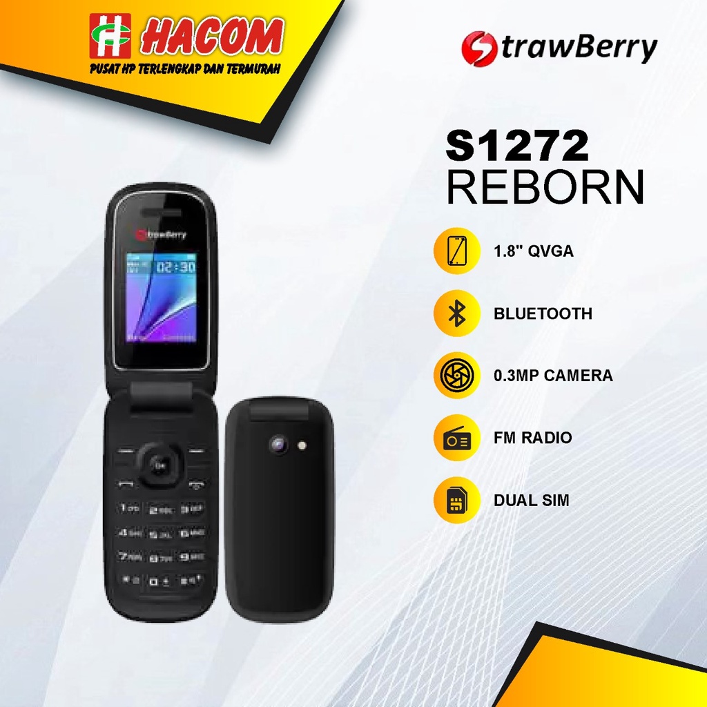 STRAWBERRY S1272 REBORN Handphone Flip - GARANSI RESMI