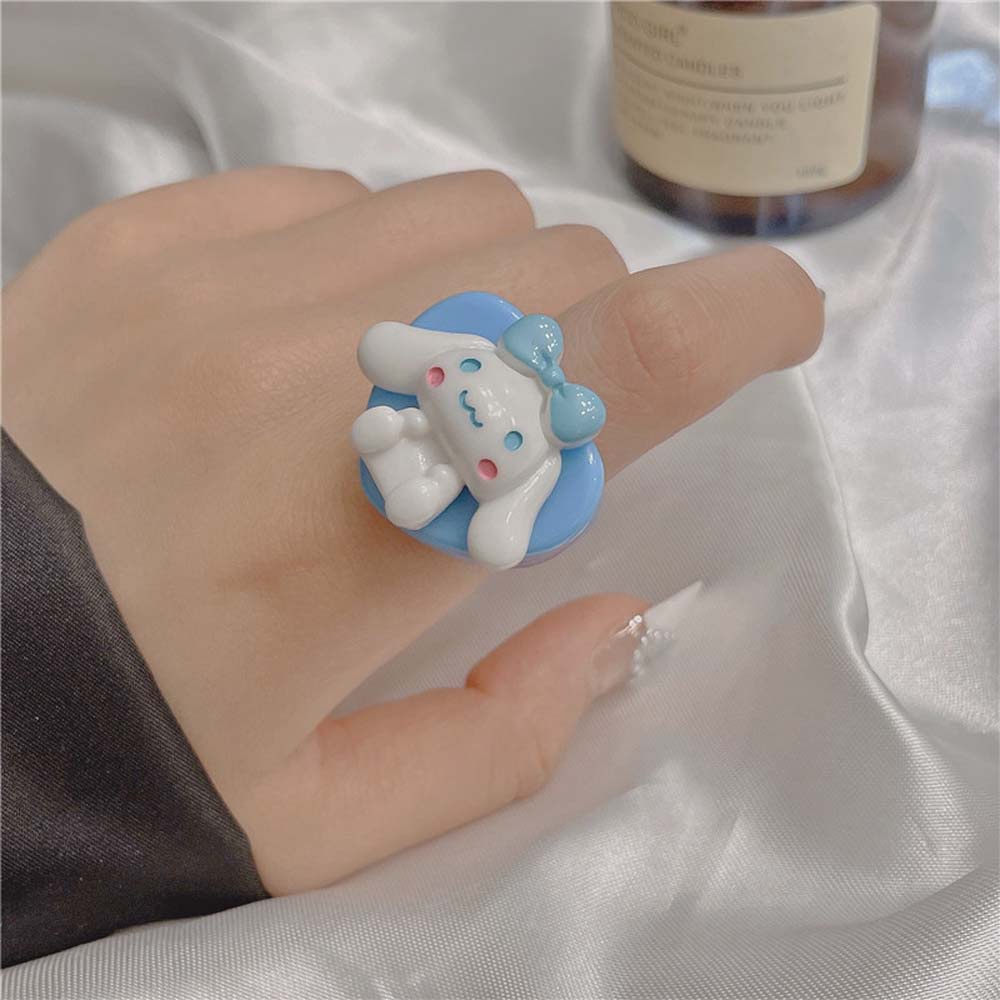 Needway  Cute Resin Rings Funny Dog Finger Ring Women Trend Korean Geometric Personality Girls Female Jewelry/Multicolor