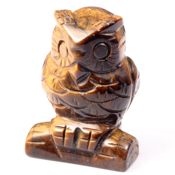 CV003 Natural Tigereye Handmade Stone Carving Owl 327CT