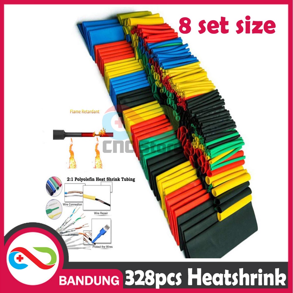 Colorful HeatShrink Tubing Cable Wire Tubes Set 8 Size 328pcs