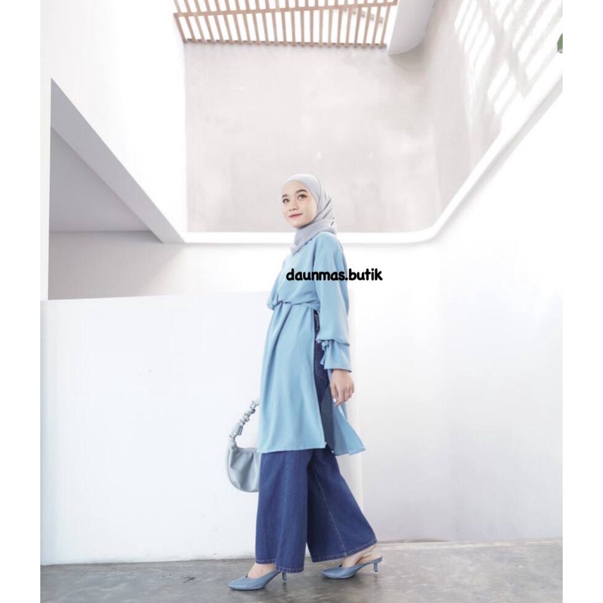 1KG MUAT 4PCS | LETSY LONG TUNIK SERUT BELAH AIRFLOW CRINKLE HITS OOTD SELEBGRAM