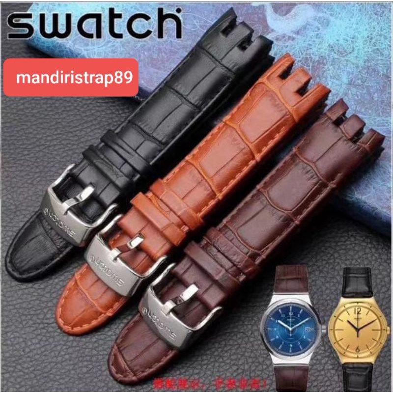 Tali Jam Tangan Swatch Retrograde Kulit Asli Original 21mm