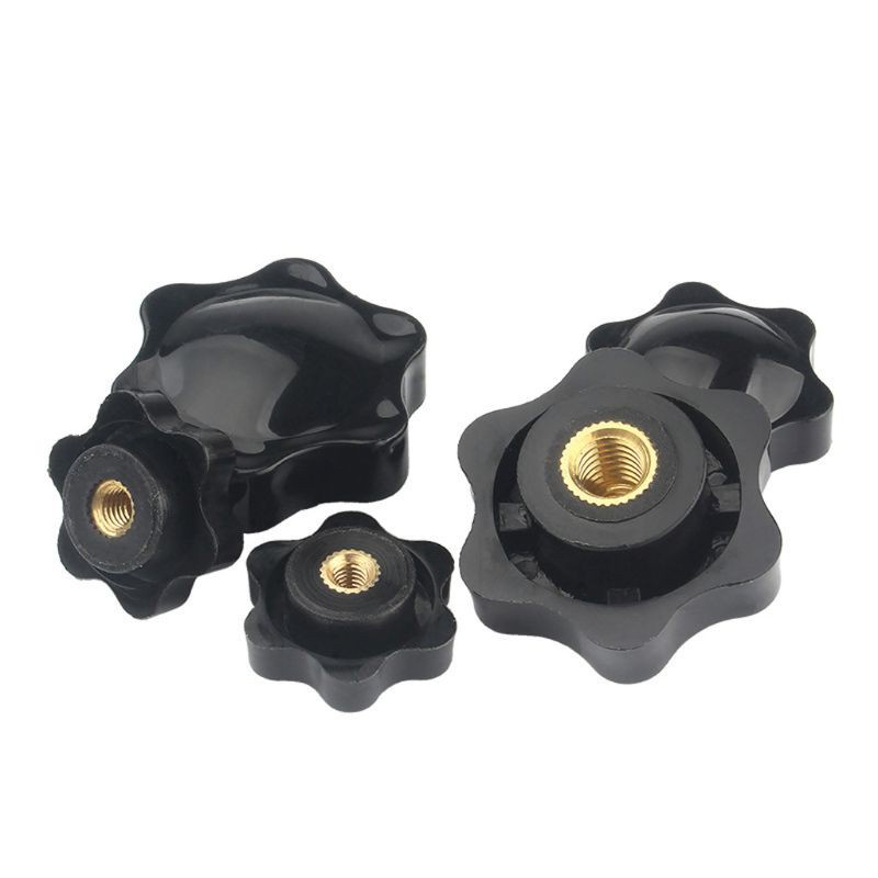 CRE  10PCS M5 M6 M8 M10 Plum Hand Tighten Nuts Handle Thread Star Mechanical Thumb Nut Manual Clamping Knob Black