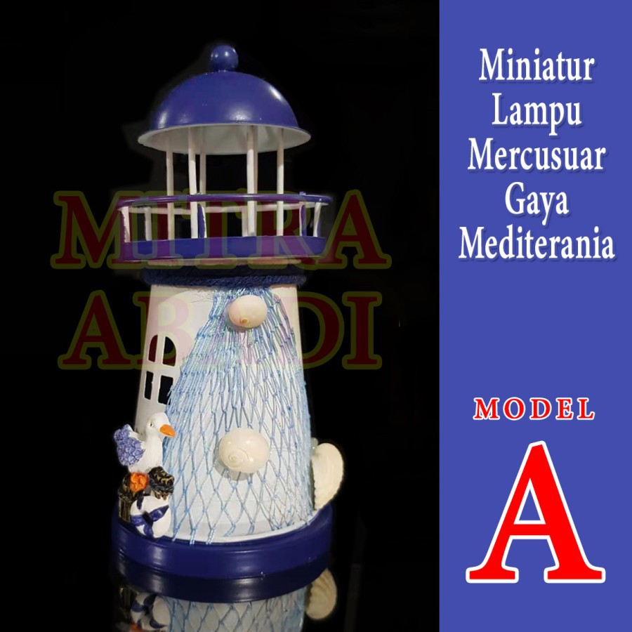 Dekorasi Miniatur Lampu Mercusuar Mini Gaya Mediterania