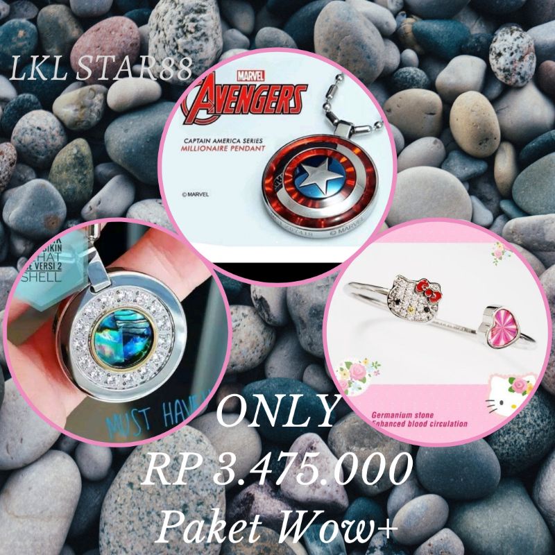 Paket Pendant Captain America + Pendant LSW Shell2 + Bangle Hello Kitty ORIGINAL MCI