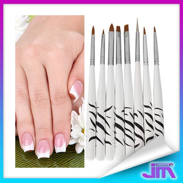 

Brush Kutek Kuku Zebra Nail Art 8PCS - White