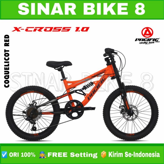 Sepeda Gunung MTB Ukuran 20 Inch X-Cross 1.0 Hi-Ten Steel ( 1 x 7 speed ban 2.50 )