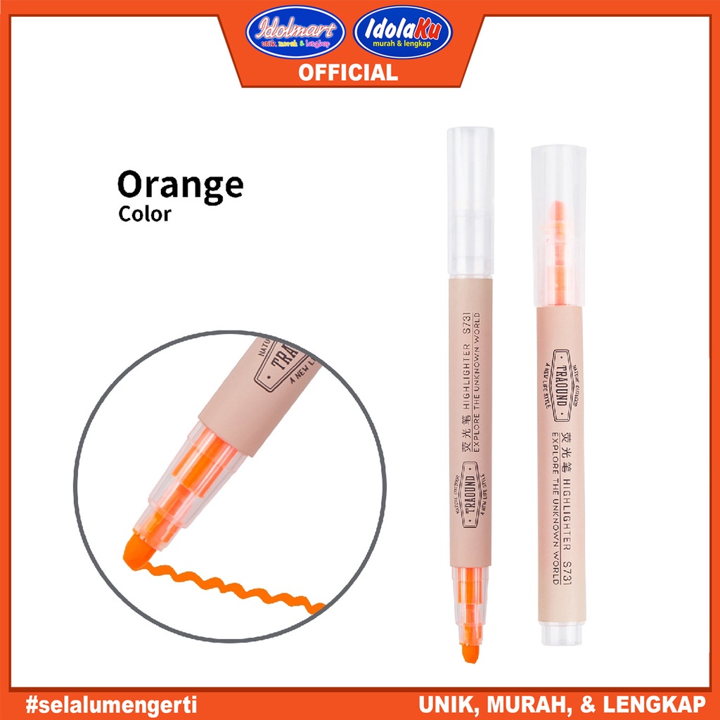 IDOLAKU Deli Highlighter 6-Warna Candy S731 / Orange /pcs