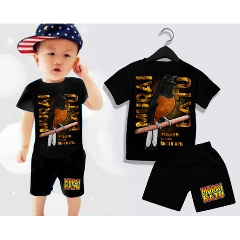 la Set anak murai batu cklt size L setelan anak laki trendi murah Bahan spandek rayon  ukuran anak