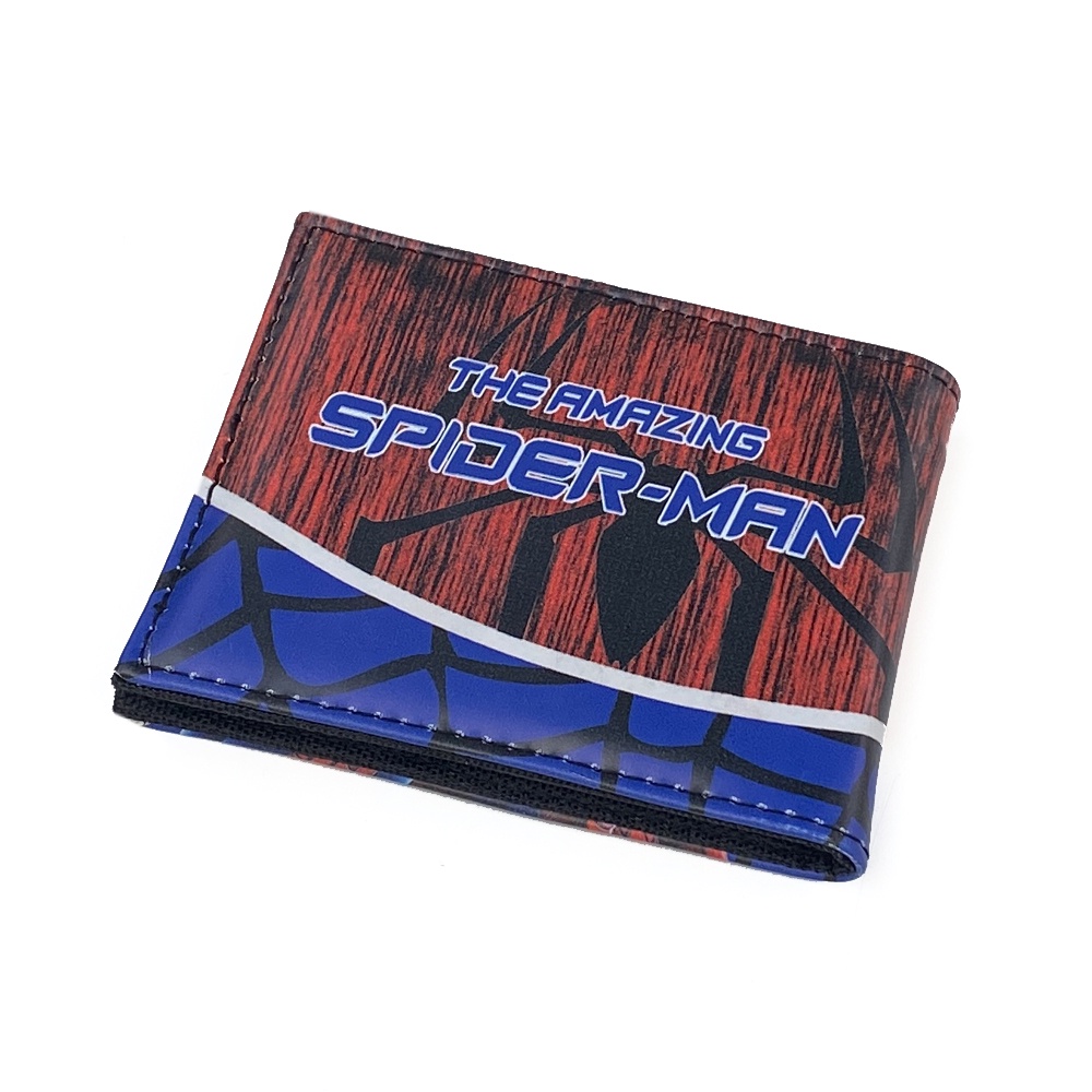 SHOPEE 6.6 SUPER SALE!! Dompet Anak Laki Laki Dompet Karakter Spiderman Dompet Kulit Pendek Lipat Dua Model Bifold Dompet Foto Dompet uang dan kartu + Bonus Box