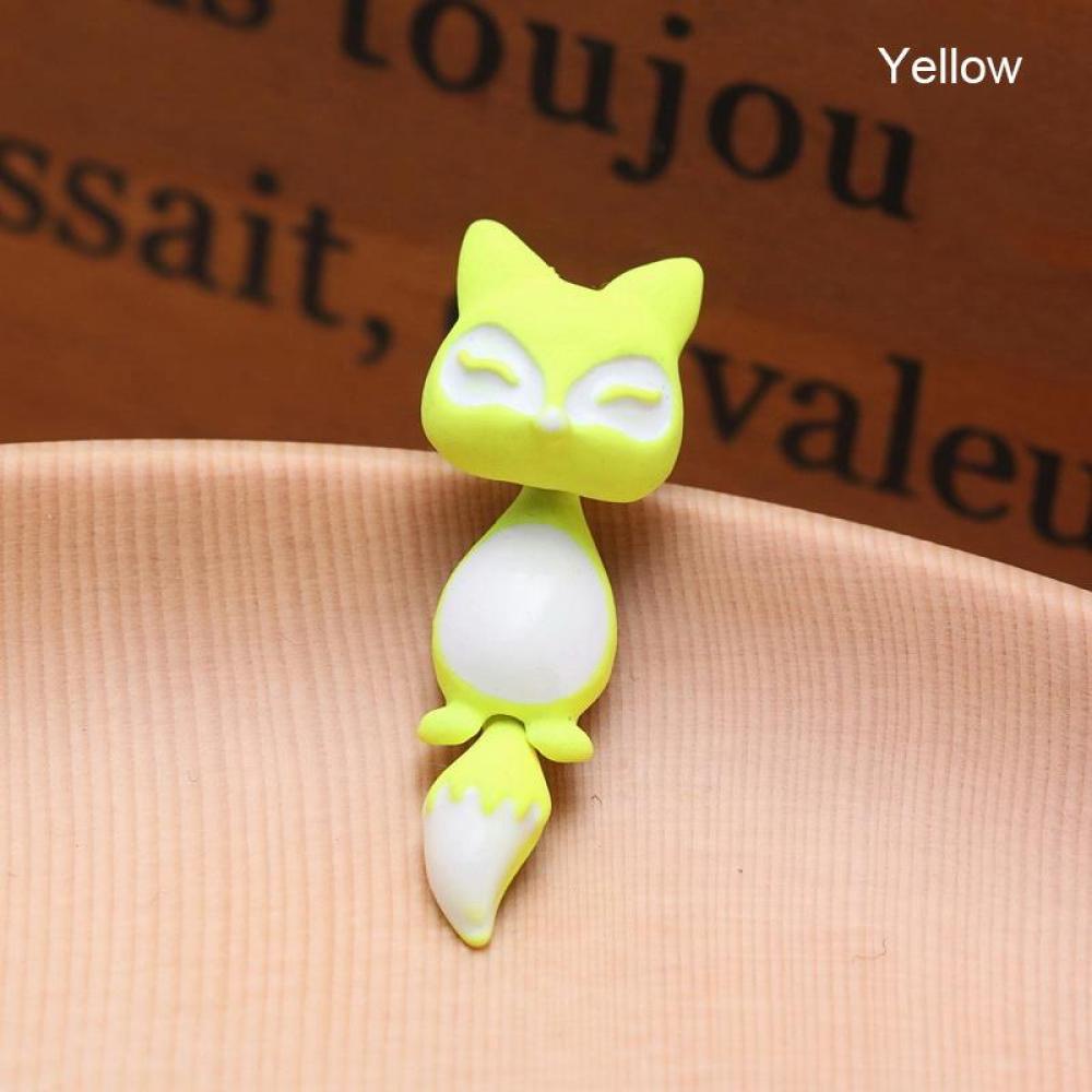 Timekey 1Pc Anting Tusuk Desain Kartun Rubah 3D Bahan Keramik Colorful Untuk Wanitaanak Perempuan A8K8