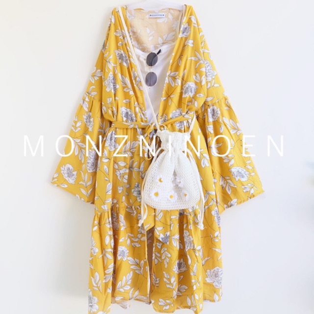 Yellow daisy kimono boho