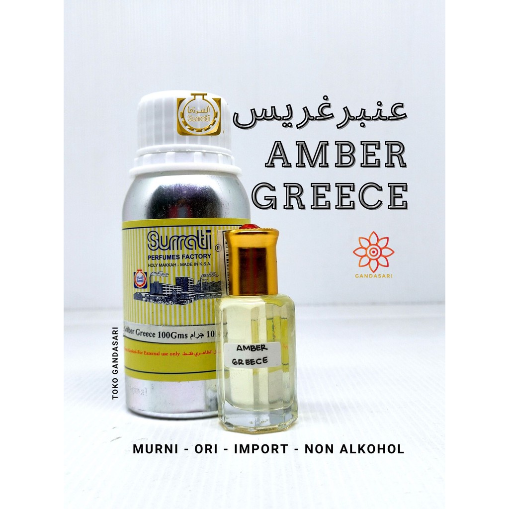 Bibit Parfum SURRATI AMBER GREECE Ambergris Minyak Wangi Murni ori non alkohol bagus utk sholat