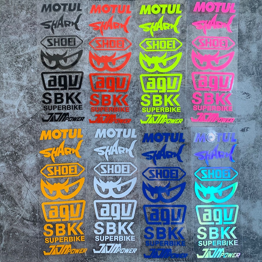 1Pcs Reflektif MOTUL SHARK SHOEI BERIK AGV SBK JDM Stiker Helm Sepeda Stiker Mobil Styling Vinyl Dekorasi