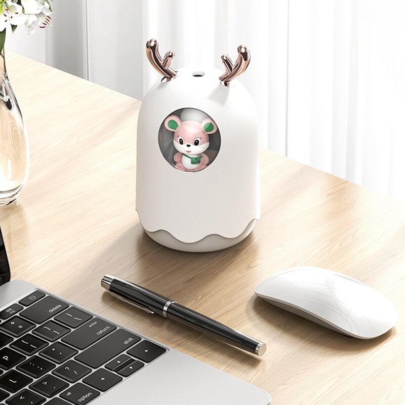 (MAINANKYU) of MengChong Humidifier Pelembab Udara Aromatherapy Oil Diffuser Cute Design 300ml - pink