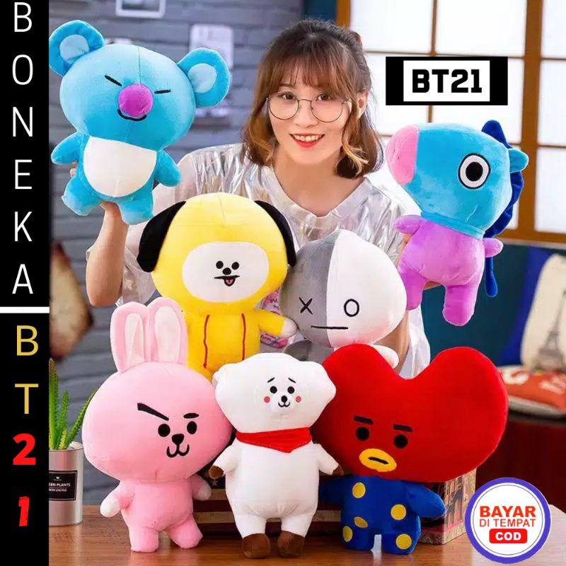 Boneka BT21 BTS Unofficial Full Body Tinggi 30cm Cooky Chimmy RJ Tata Van Koya Mang Shooky Berlabel SNI