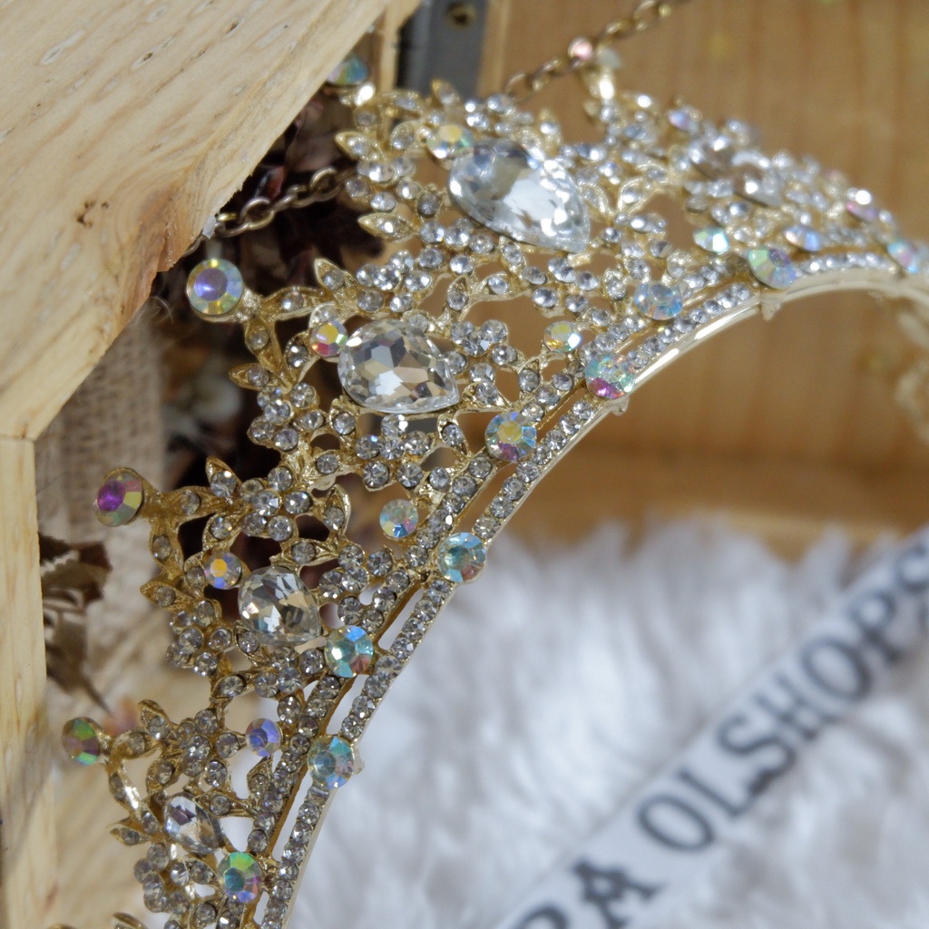 mahkota  tiara  bridal  pelangi  gold