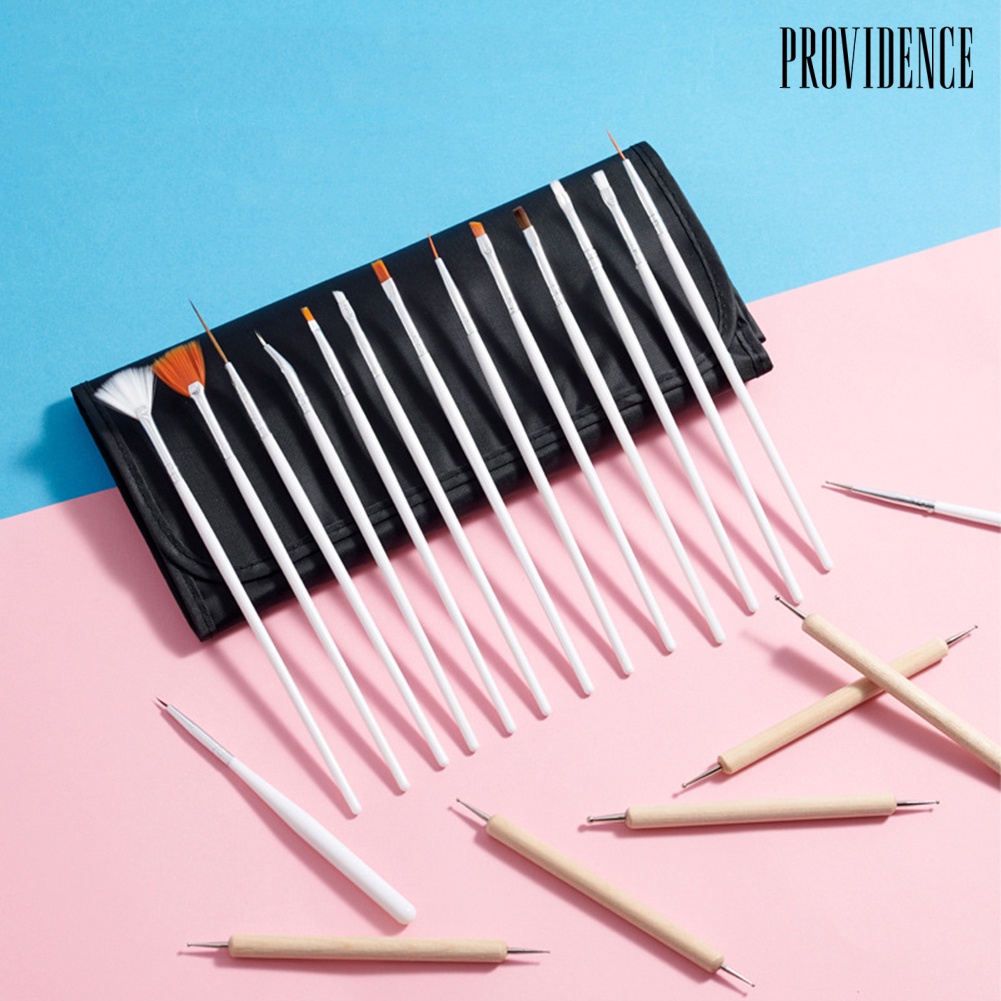 Providence 20Pcs Nail Art Drawing Dotting Polish Pen Brushes Manicure Tool with Storage Bag