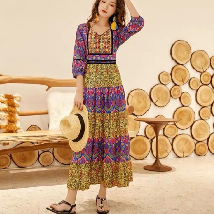 T1S9 TM  Maxi Dress KAZAKH import ( lengan panjang ) IFS
