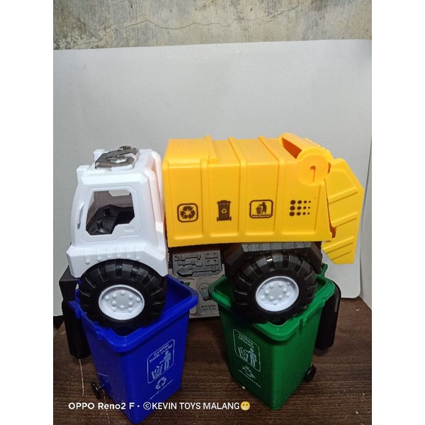 AK 99 MAINAN HEAVY TRUCK COMPACTOR PLUS TEMPAT SAMPAH BESAR 2PCS / MAINAN DUMP TRUK SAMPAH