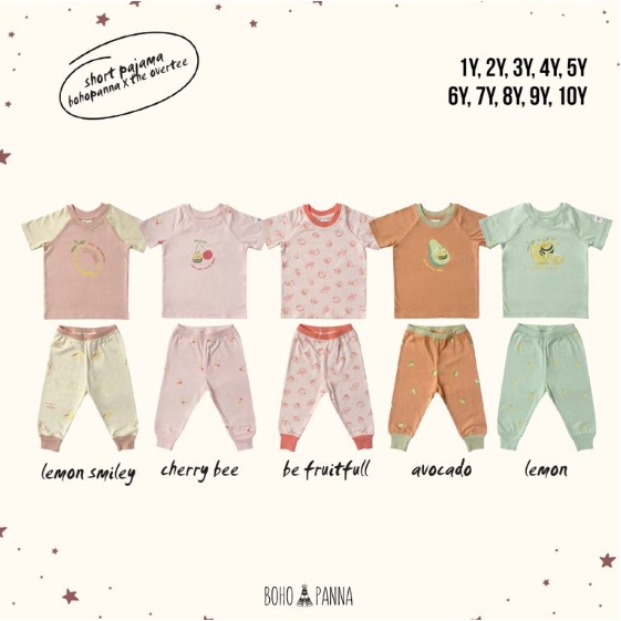 Bohopanna Short Pajama 1Y - 10Y Overtee BP X OT Setelan Baju Pendek Panjang Anak Piyama Anak Bayi Soft and Comfortable CBKS