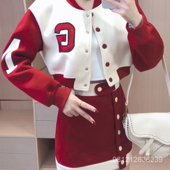 #Sisjuly# Gaun fashion wanita biasa Gaun wanita 2022 musim semi jaket baseball baru Jalan pinggang t