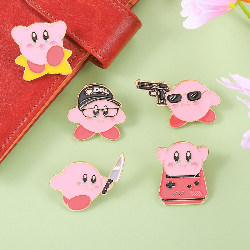 Bros Pin Desain Kartun Star Kirby Warna Pink Gaya Jepang Untuk Aksesoris Pasangan