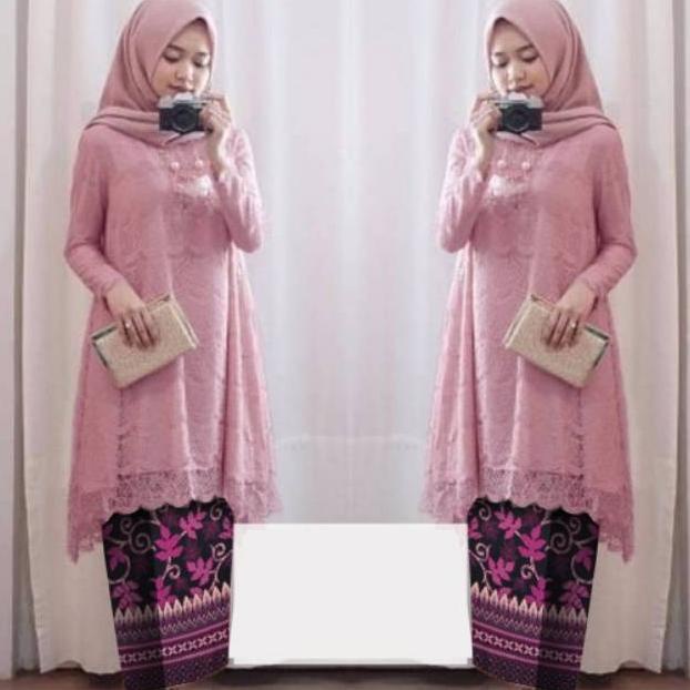 Elde 12 - Promo Safitri Set Tunik Ld 110Cm Brukat Lapis Furing Pjg 82Cm + Rok Batik Silk