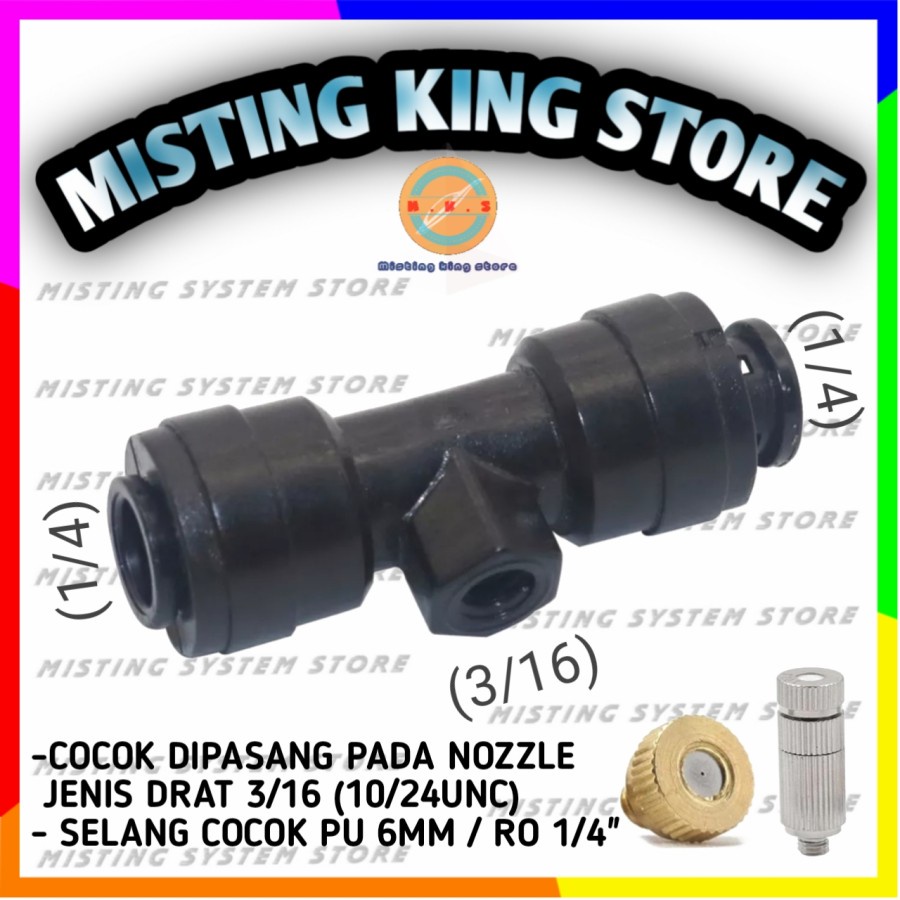 FITTING SLIP LOCK 1/4 KE MIST NOZZLE DRAT 3/16 MISTING SELANG PU 6MM