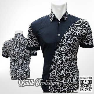 Termurah BATIK  PRIA  WARNA HITAM LENGAN PENDEK MOTIF HITAM 