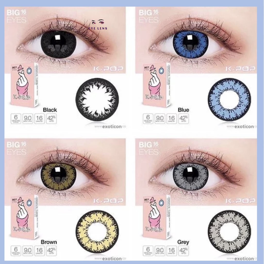 SOFTLENS KPOP MINUS -3.25 sd -6.00 FREE LENSCASE DIA 16MM BIG EYES BLACK BROWN BLACK BLUE BY EXOTICON / Softlen Soflen Soflens