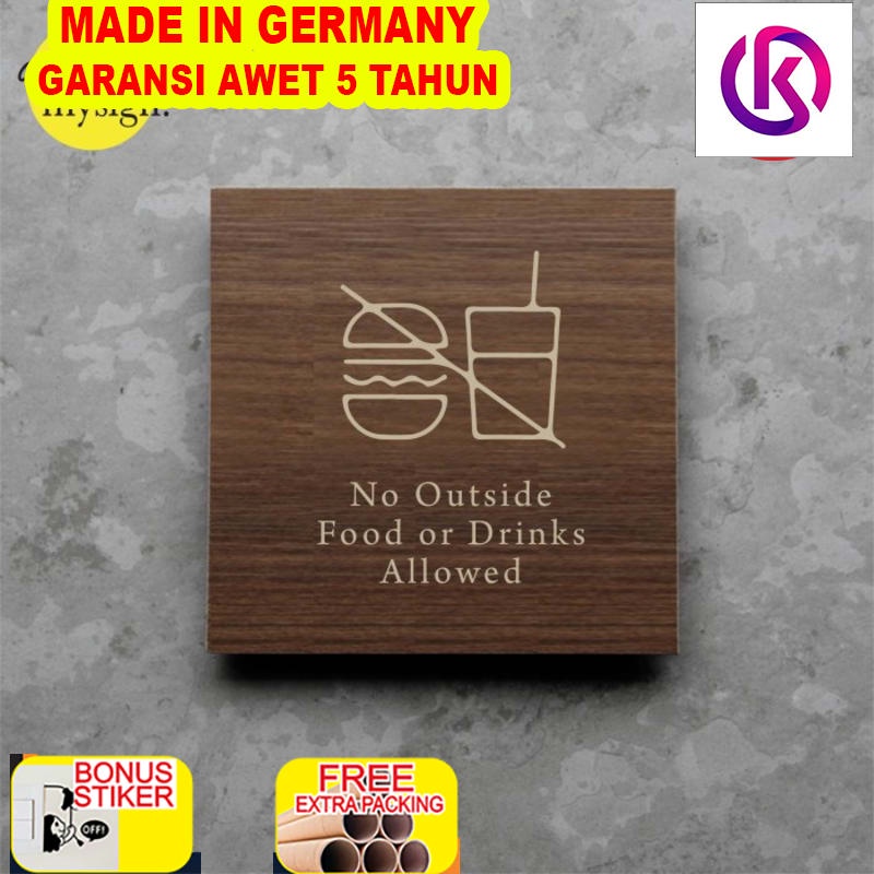 

Promo No Outside Food Drink Sign Board Kayu Print Signage Label Nama Ruang