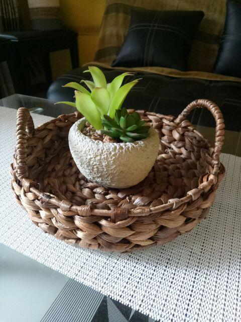 Nampan Anyaman / Baki / Tray / Keranjang Kotak Enceng Gondok Handmade Dekorasi Kekinian