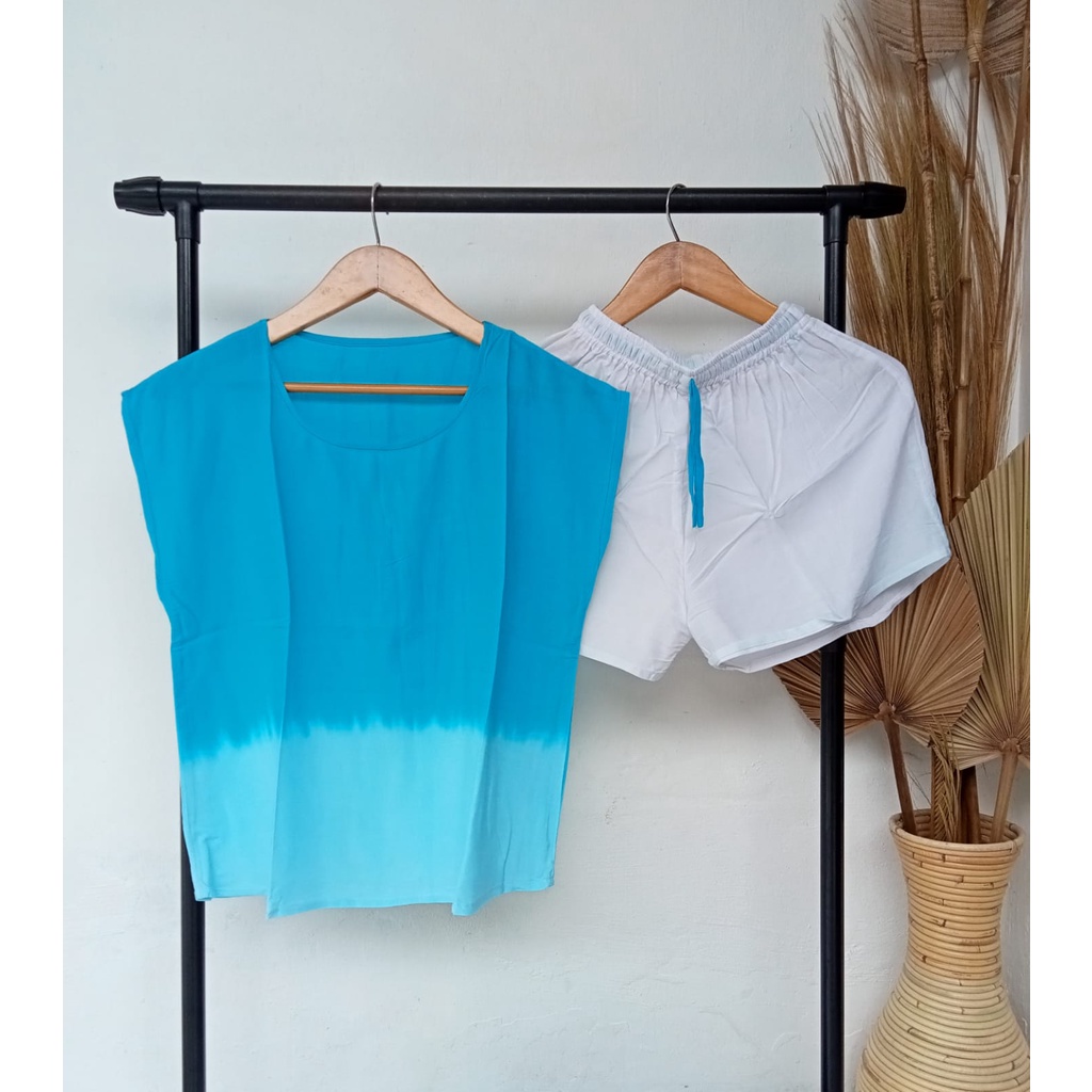 BAJU WANITA/ PAKAIAN PIYAMA  MOTIF SALUR GRADASI WARNA-1