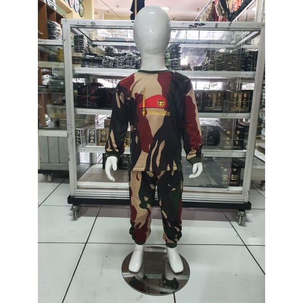 Kaos anak kopassus baret loreng merah |Kaos anak Panjang baret kopassus | Setelan anak Loreng kopass