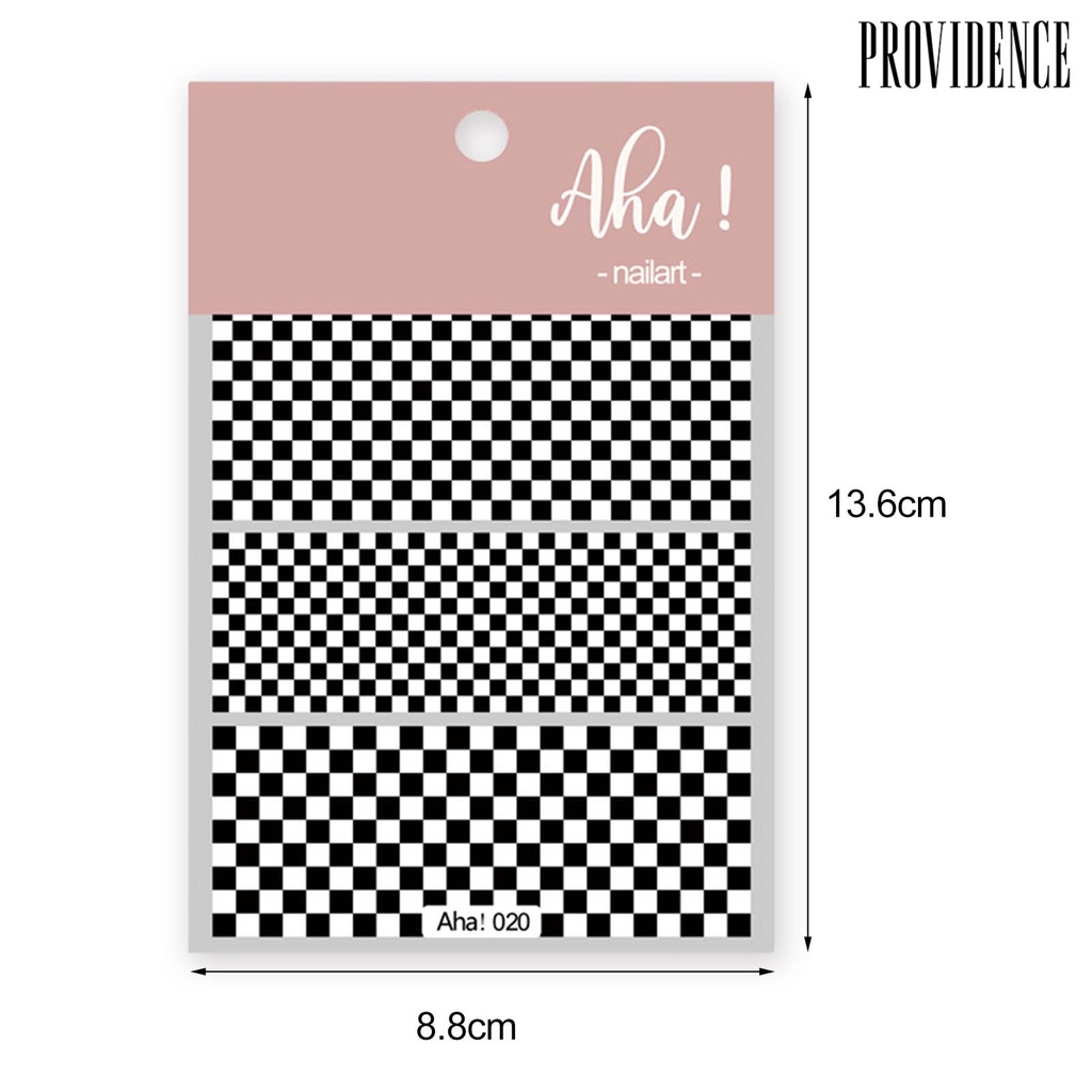 Providence Stiker Kuku Motif Papan Catur Hitam Putih Untuk Manicure / Nail Art