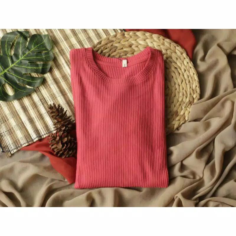 kaos lengan panjang/cewek/cowok/rajut cabut jarum super