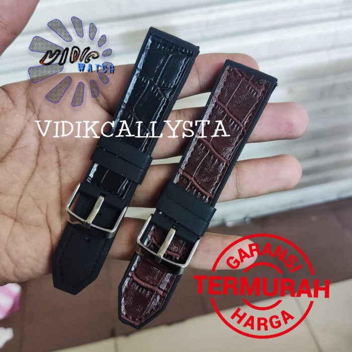 Tali Kulit Karet jam tangan 22mm Rubber Leather watch Import 22 mm KOMBINASI