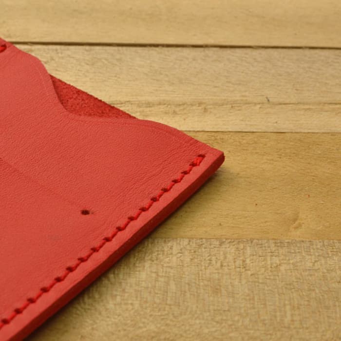 dompet kartu simpel kulit asli - slim wallet - dompet minimalis merah