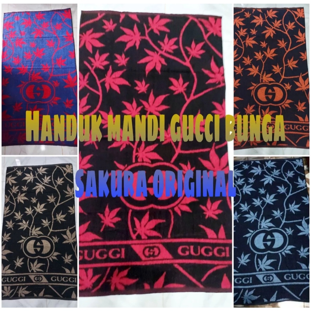 Handuk Mandi Gucci Motif Bunga 80 × 150 | Handuk Gucci Dewasa Jumbo - bahan Cotton Lembut - Handuk Pantai