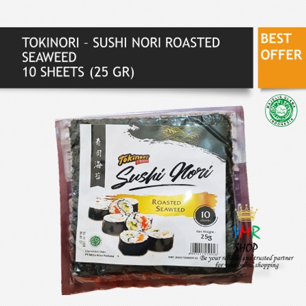 Tokinori Sushi Sakao Nori Sushi Halal Onigiri Lembaran Rumput Laut Korea Kimbab Roasted Seaweed 10 or 50 Sheet