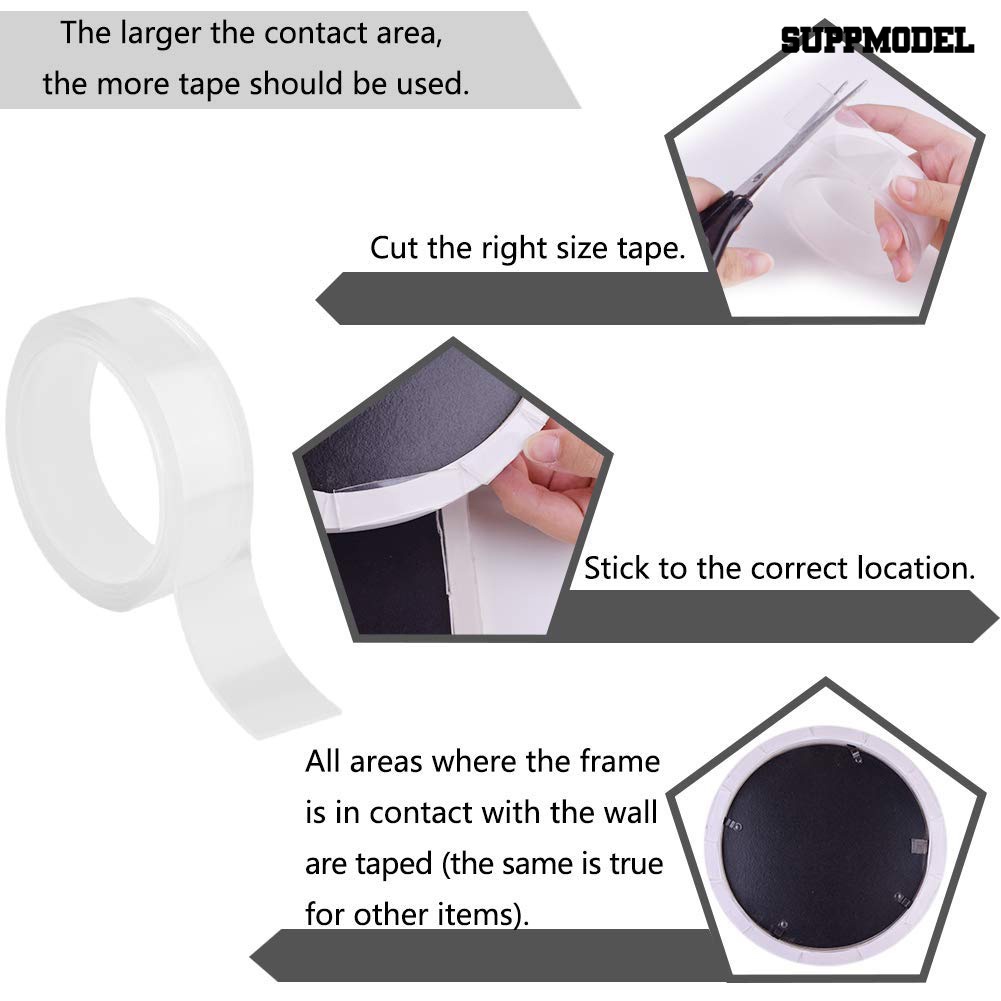 Selotip Dua Sisi Transparan Multifungsi Ukuran 1 / 2 / 3 / 5m